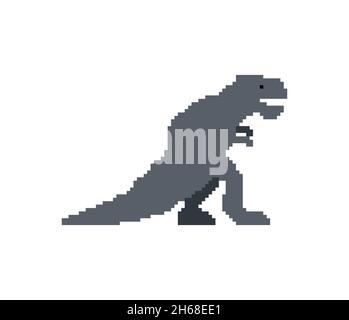 Tyrannosaur pixel art dinosaur. pixelated Ancient animal. 8bit Dino prehistoric monster. Beast is Jurassic period Stock Vector