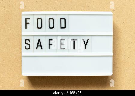 Lightbox with word food safety on wood background Stock Photo