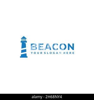 MINIMALIST BEACON mercusuar building logo design Stock Vector