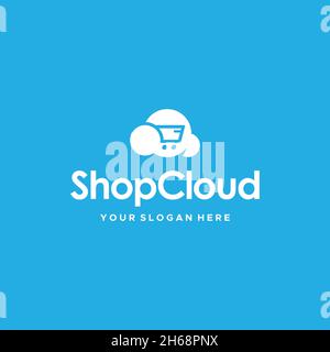 minimalist ShopCloud shopping cart logo design Stock Vector