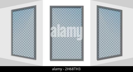 frames on a white wall. window. realistic perspective. EPS 10 Stock Vector
