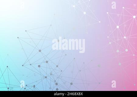 Geometric abstract background with connected line and dots. Structure molecule and communication. Big Data Visualization. Medical, technology, science Stock Vector