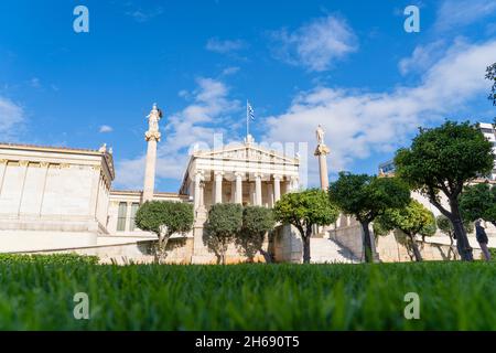 Front view of The Academy of Athens is Greece's national academy, and the highest research establishment in the country. Stock Photo