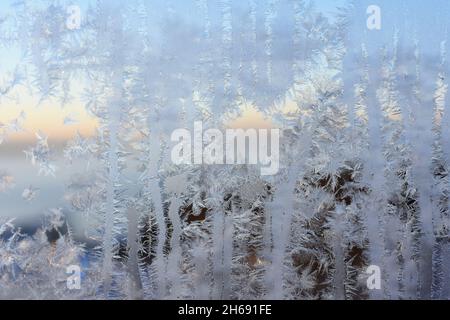 Close-up frost pattern on a window Stock Photo