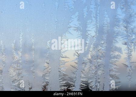 Close-up frost pattern on a window Stock Photo