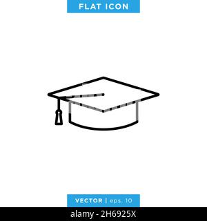 Graduation cap icon vector stock illustration design template. Stock Vector