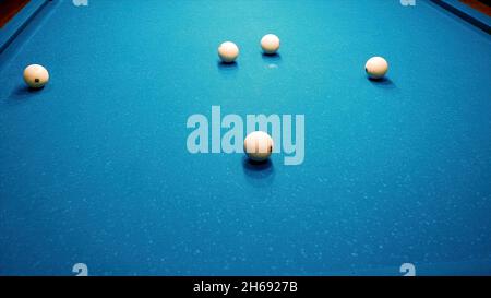 Billiards. Close-up of someone aiming the billiard ball with cue. Billiards game. Stock Photo