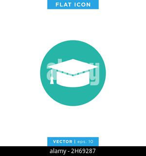 Graduation cap icon vector stock illustration design template. Stock Vector