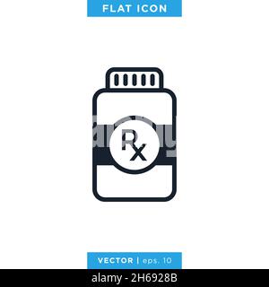 Medicine bottle icon vector stock illustration design template. Stock Vector