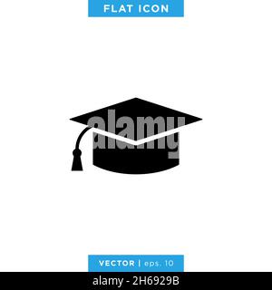 Graduation cap icon vector stock illustration design template. Stock Vector