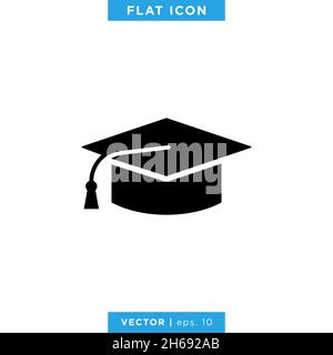 Graduation cap icon vector stock illustration design template. Stock Vector