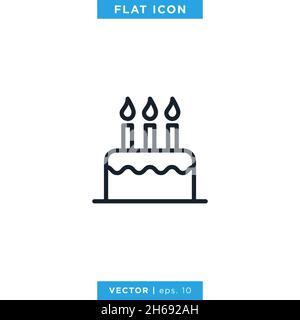 Birthday day cake icon vector stock illustration design template. Stock Vector