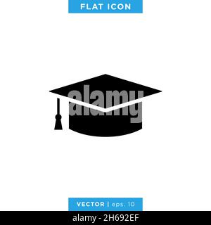 Graduation cap icon vector stock illustration design template. Stock Vector