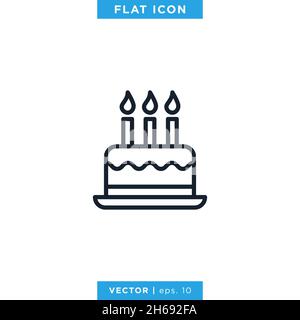 Birthday day cake icon vector stock illustration design template. Stock Vector