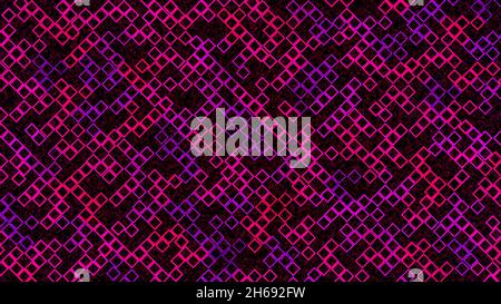 Online computer game with the moving colorful square shaped silhouettes on a dark background, seamless loop. Animation. Tiny rectangles as the interfa Stock Photo