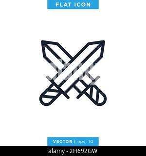 Sword icon vector stock illustration design template. Vector eps 10. Stock Vector