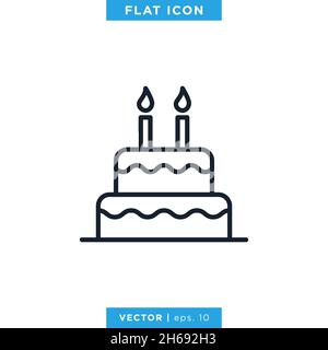Birthday day cake icon vector stock illustration design template. Stock Vector