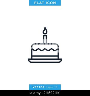 Birthday day cake icon vector stock illustration design template. Stock Vector