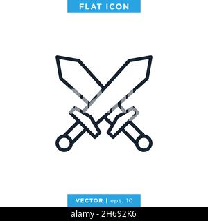 Sword icon vector stock illustration design template. Vector eps 10. Stock Vector