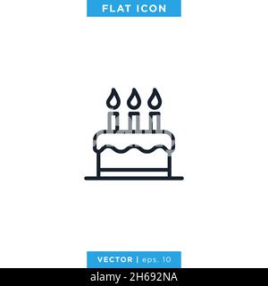 Birthday day cake icon vector stock illustration design template. Stock Vector