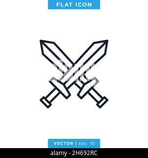 Sword icon vector stock illustration design template. Vector eps 10. Stock Vector