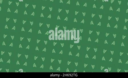 Rows of white triangular silhouettes rotating on changing color background. Motion. Geometric symmetrical pattern with same size triangles moving on g Stock Photo