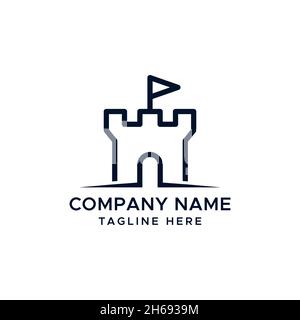 Castle vector logo illustration design template. Stock Vector