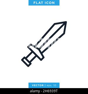 Sword icon vector stock illustration design template. Vector eps 10. Stock Vector