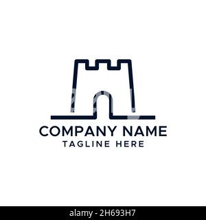 Castle vector logo illustration design template. Stock Vector