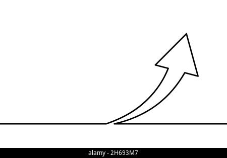 Continuous line drawing of up arrow. Up arrow linear icon. One line ...