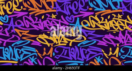 multicolored graffiti background with marker letters Stock Vector
