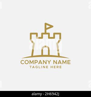 Castle vector logo illustration design template. Stock Vector