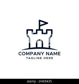 Castle vector logo illustration design template. Stock Vector
