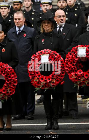 Foreign Secretary Liz Truss during the Remembrance Sunday service at the Cenotaph, in Whitehall, London. Picture date: Sunday November 14, 2021. Stock Photo