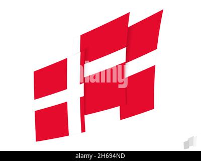 Denmark flag in an abstract ripped design. Modern design of the Denmark flag. Vector icon. Stock Vector