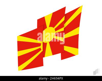 Macedonia flag in an abstract ripped design. Modern design of the Macedonia flag. Vector icon. Stock Vector