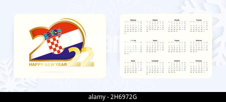 Calendar 2022 in Croatian language with public holidays the country of ...
