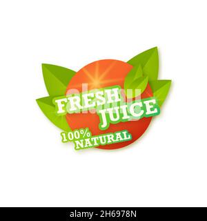 Juice fresh fruit label icon. 100% natural juicy strawberry drop. Strawberry healthy juice design sticker. Vector illustration. Stock Vector