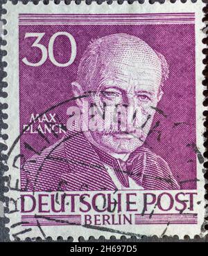 GERMANY, Berlin - CIRCA 1953: a postage stamp from Germany, Berlin showing Men from the history of Berlin: Max Planck Stock Photo