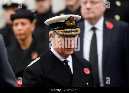 Britain's Charles, Prince of Wales attends the annual National Service of Remembrance in Whitehall, London, Britain, November 14, 2021. REUTERS/Toby Melville/Pool