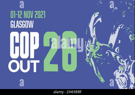 COP OUT 26 Glasgow 2021 vector illustration - International climate summit Stock Vector