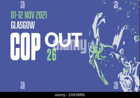 COP OUT 26 Glasgow 2021 vector illustration - International climate summit Stock Vector