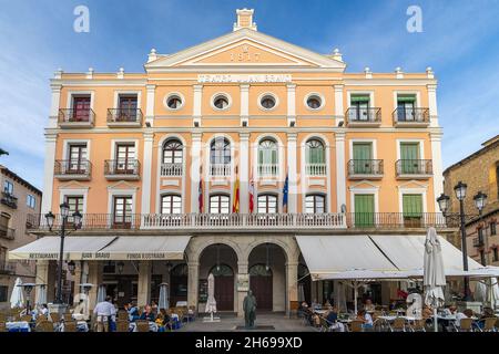 Segovia, Spain, October 18, 2021. Juan Bravo Theater in Plaza Mayor of Segovia in Spain  Stock Photo