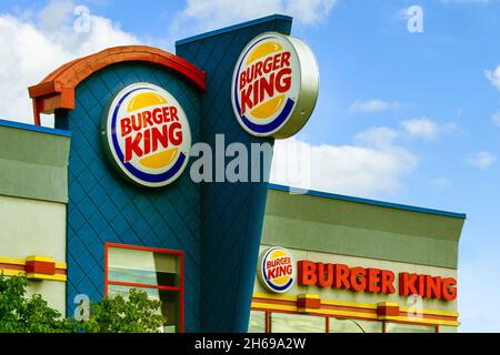 Toronto, Ontario, Canada-June 20, 2019: Burguer King building exterior during the daytime. The business is very popular in the city. Stock Photo