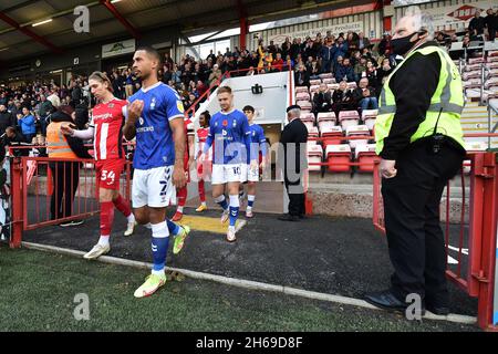 EXETER, GBR. NOV 13TH Oldham Athletic's Jordan Clarke during the Sky Bet League 2 match between Exeter City and Oldham Athletic at St James' Park, Exeter on Saturday 13th November 2021. (Credit: Eddie Garvey | MI News) Stock Photo