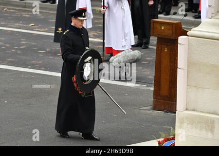 The Earl of Wessex lays wreath during Remembrance Sunday service at the Cenotaph, in Whitehall, London. Picture date: Sunday November 14, 2021. Stock Photo