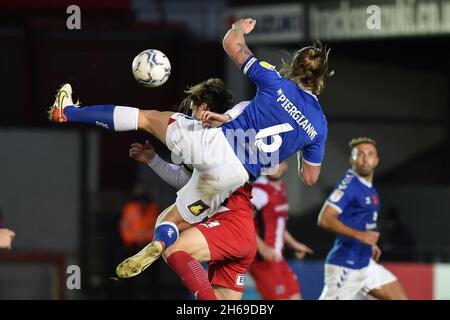 EXETER, GBR. NOV 13TH Oldham Athletic's Carl Piergianni during the Sky Bet League 2 match between Exeter City and Oldham Athletic at St James' Park, Exeter on Saturday 13th November 2021. (Credit: Eddie Garvey | MI News) Stock Photo