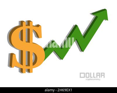 Dollar and chart, rising prices, money icon vector Stock Vector