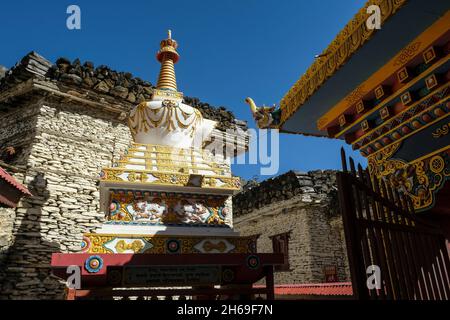 Marpha Buddhist monastery in Marpha, Mustang District, Nepal. Stock Photo