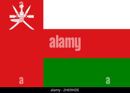 Top view retro of Flag Oman , with grunge texture. Oman  patriot and travel concept. no flagpole. Plane design, layout. Flag background Stock Photo